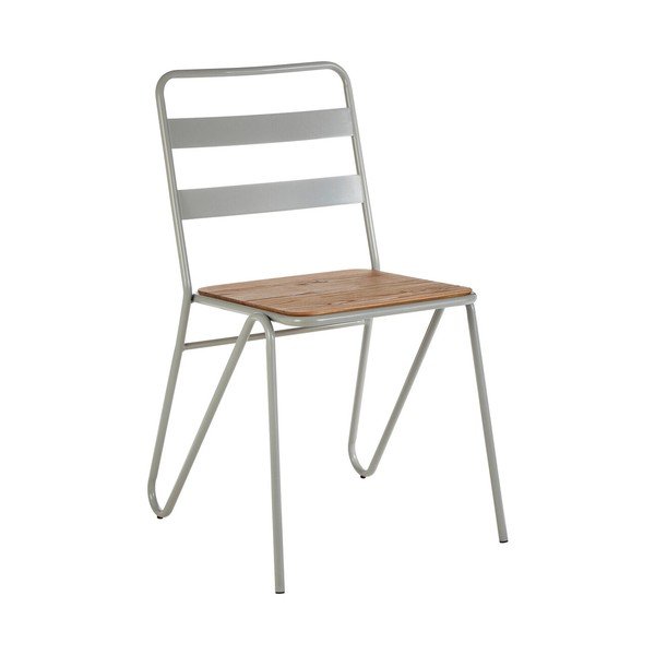 Szare/w naturalnym kolorze krzesło z litego drewna wiązu District – Premier Housewares