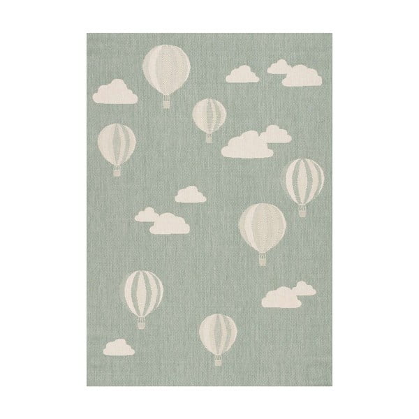 Zielony antyalergiczny dywan dziecięcy 230x160 cm Balloons and Clouds – Yellow Tipi