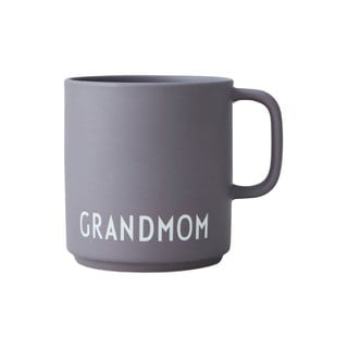 Szary porcelanowy kubek Design Letters Grandmom