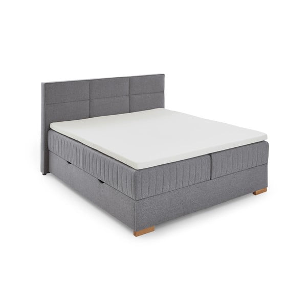 Szare łóżko boxspring ze schowkiem 180x200 cm Tambo – Meise Möbel