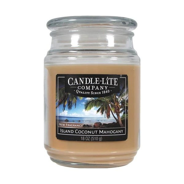 Świeczka w szkle o zapachu kokosa i mahoniu Candle-Lite, 110 h