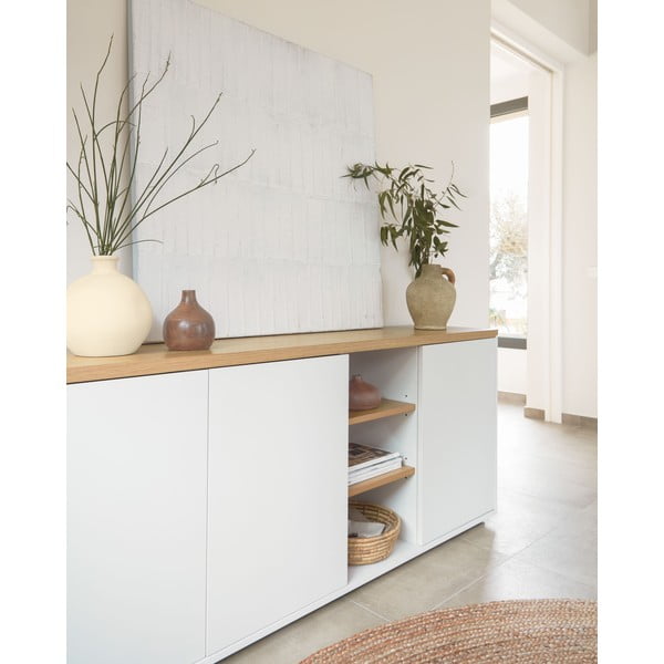 Biała komoda w dekorze dębu 180x75x36 cm Abilen – Kave Home-image-2