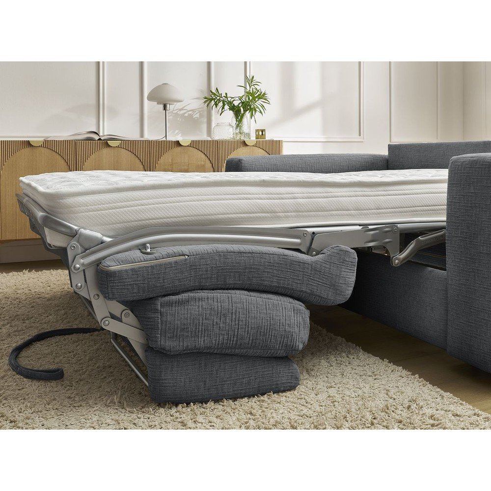 Ciemnoszara rozkładana sofa do spania z tkaniny szenilowej 220 cm Hugo – Bobochic Paris (zdjęcie 2)