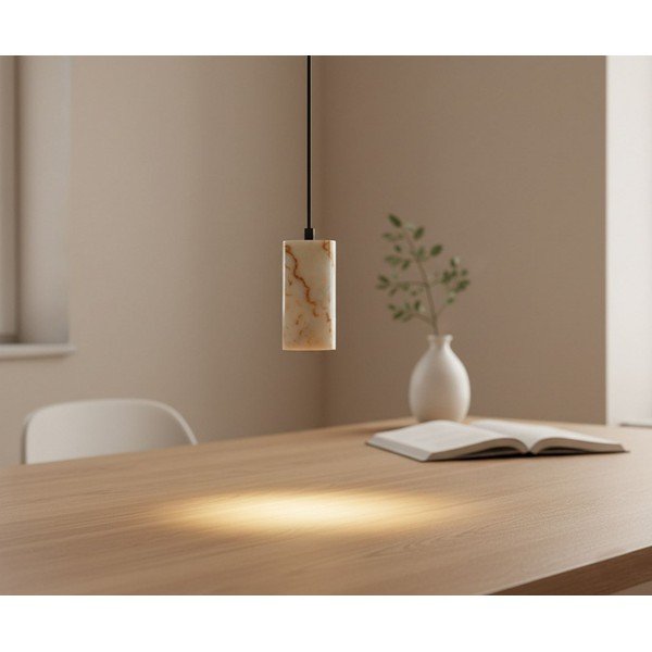 Kremowa lampa wisząca z marmurowym kloszem ø 6,5 cm Selma – Opviq lights-image-2