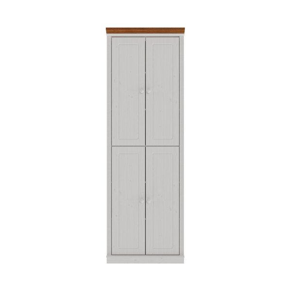 Biała/w bursztynowym kolorze szafka z litego drewna sosnowego 74x223x37 cm Anita – Støraa