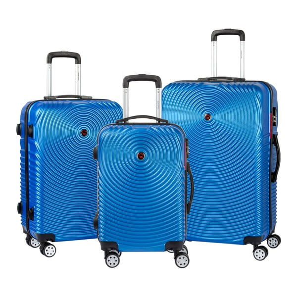 Zestaw 3 niebieskich walizek na kółkach Murano Traveller