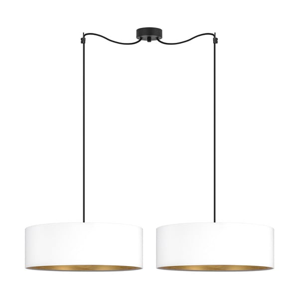 Biała podwójna lampa wisząca z detalem w złotym kolorze Sotto Luce Tres S, ⌀ 45 cm