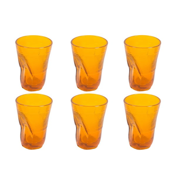 Zestaw 6 pomarańczowych szklanek Kaleidos, 340 ml