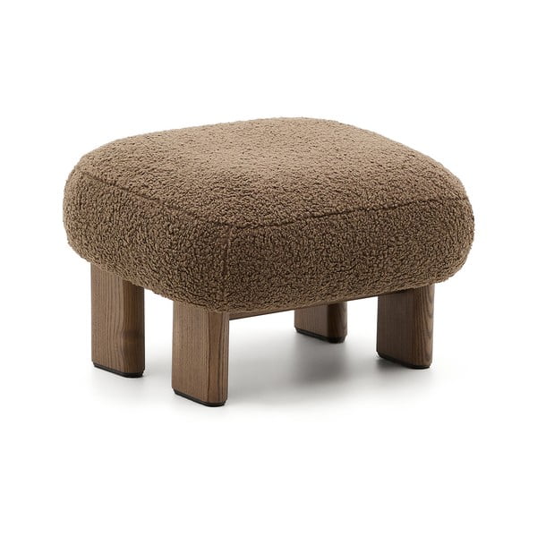 Brązowy podnóżek z materiału bouclé Nema – Kave Home-image-2
