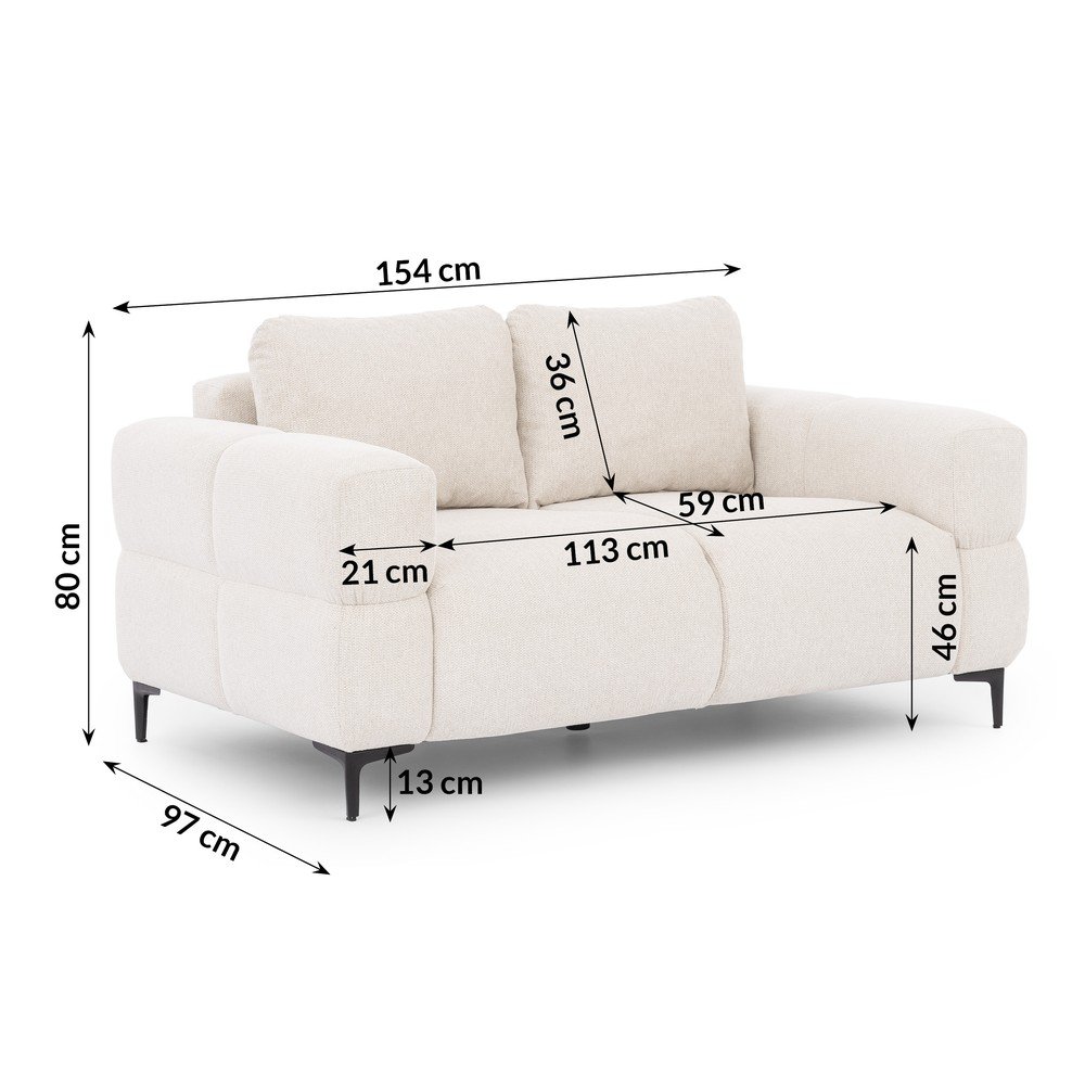 Biała sofa 154 cm Helio – Ropez (zdjęcie 3)