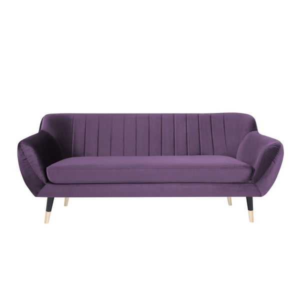 Fioletowa sofa z czarnymi nogami Mazzini Sofas Benito, 188 cm