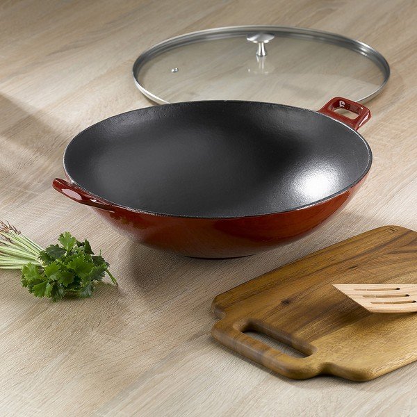 Czerwony WOK żeliwny Kela Calido, ø 36 cm-image-2