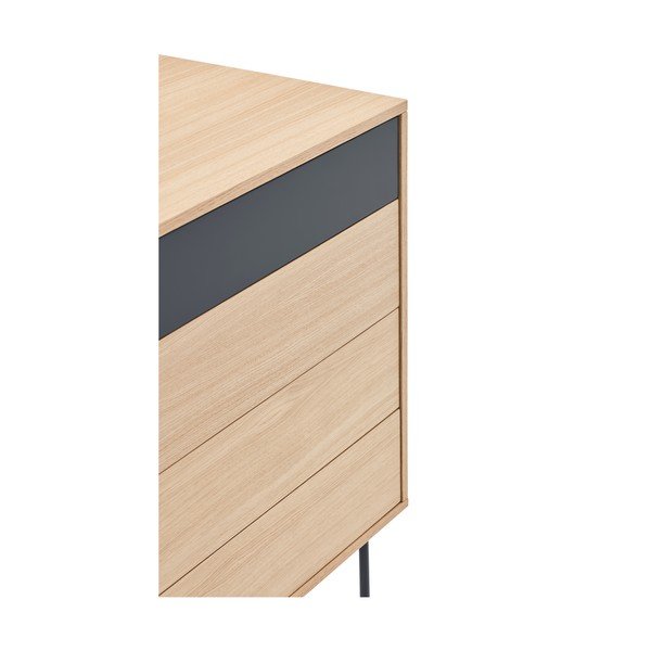 Grafitowa komoda w dekorze drewna dębowego z szufladami Teulat Yoko-image-4