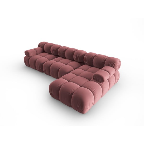 Różowa aksamitna sofa 285 cm Bellis – Micadoni Home-image-4