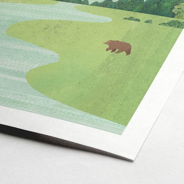 Plakat 30x40 cm Bear in the Meadow – Travelposter-image-1