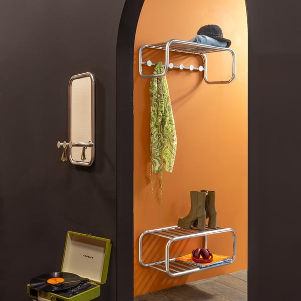 Metalowy panel z wieszakami do przedpokoju w kolorze srebra 35x60x11 cm Retro – Spinder Design-image-1