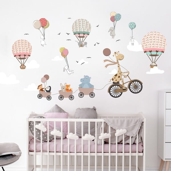 Naklejka ścienna dla dzieci Ambiance Animals and Hot Air Balloons in the Clouds, 90 x 60 cm-image-2