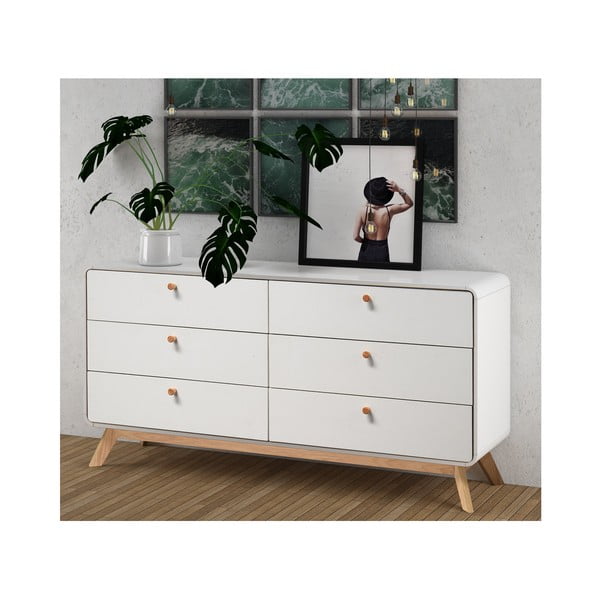 Biała niska komoda 150x74 cm Caitlin – Støraa-image-2