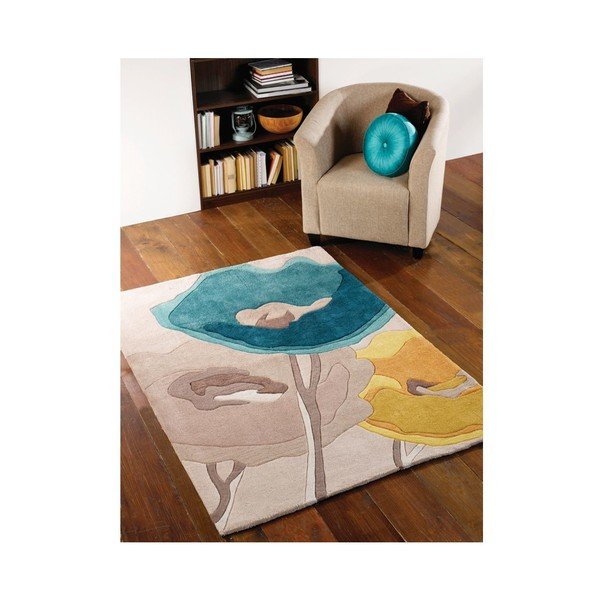 Dywan Poppy Flowers Teal Yellow, 170x120 cm