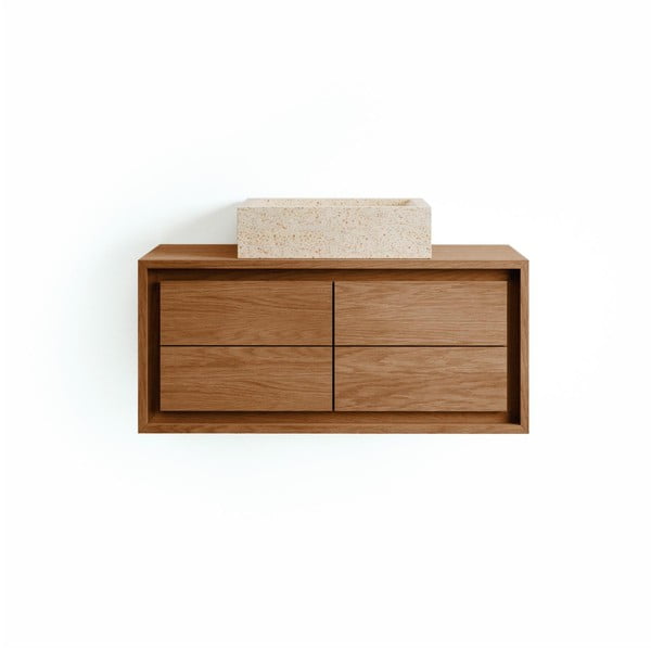 Brązowa wisząca szafka pod umywalkę z litego drewna tekowego 90x40 cm Kenta – Kave Home-image-4