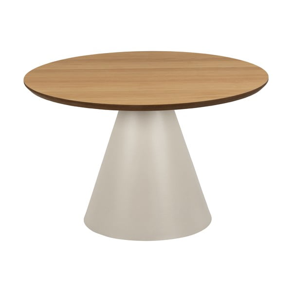Kremowy okrągły stolik z blatem w dekorze dębu ø 65 cm Soli – Actona