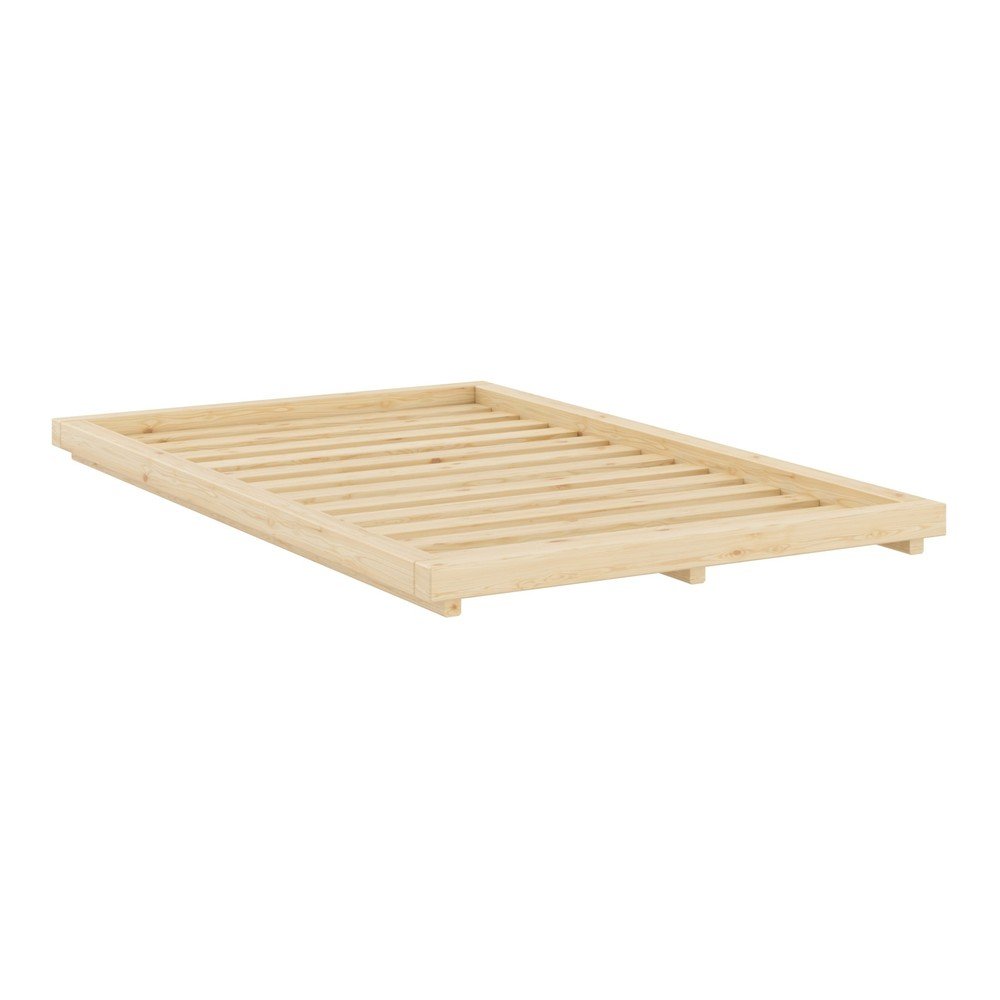 Łóżko jednoosobowe z litego drewna sosnowego bez zagłówka ze stelażem 120x200 cm w naturalnym kolorze Dock – Karup