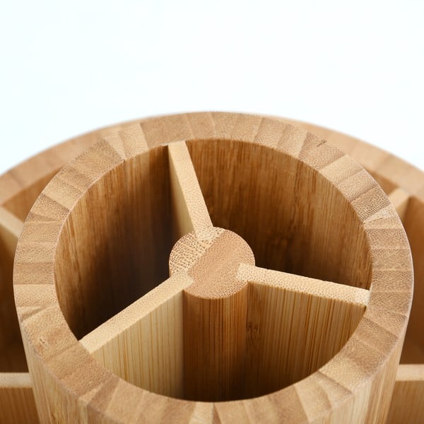 Bambusowy obrotowy organizer łazienkowy na kosmetyki w naturalnym kolorze Isalys – MSV-image-4