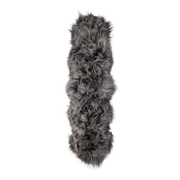 Szary dywan futrznay z długim włosiem, 165x55 cm