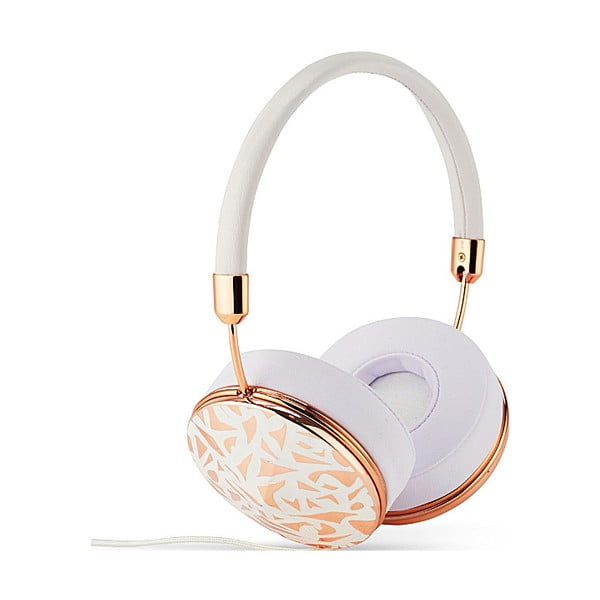 Białe słuchawki z detalami w barwie różowego złota Frends Taylor Mosaic