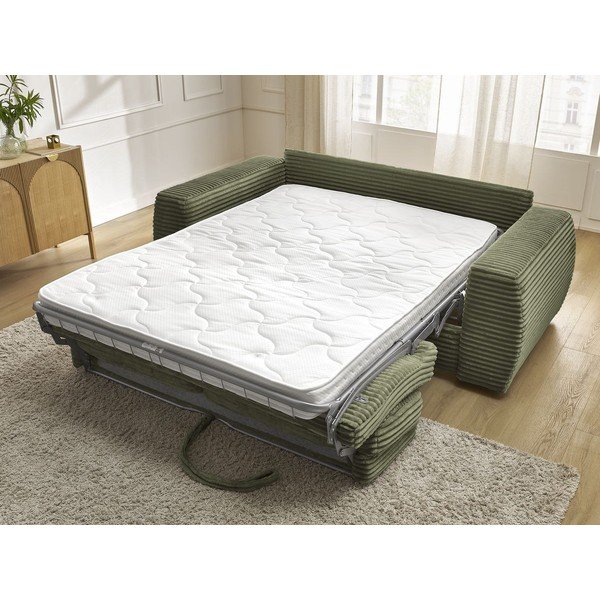 Zielona sztruksowa rozkładana sofa do spania 220 cm Hugo – Bobochic Paris-image-1