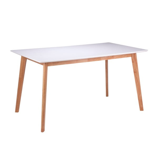 Biały stół z nogami z drewna kauczukowego sømcasa Marie, 140 x 80 cm