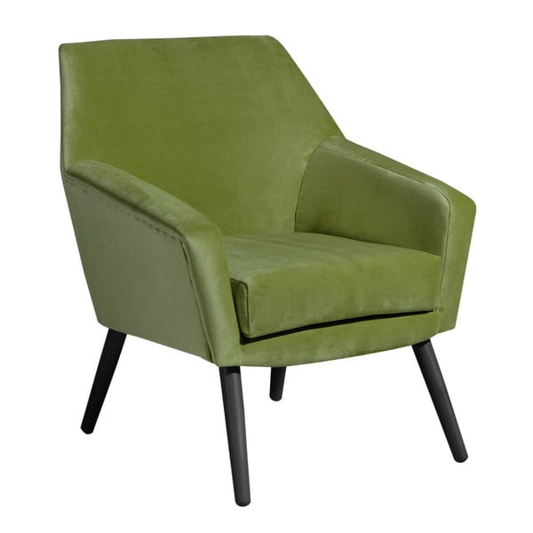 Zielony aksamitny fotel z czarnymi nogami Max Winzer Alegro