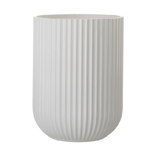 Biały szklany wazon J-Line Ribbed, wysokość 23,5 cm