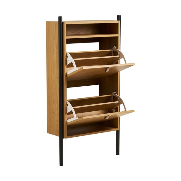 Uchylna szafka na buty w dekorze dębu w naturalnym kolorze 62x118x26 cm Barco – House Nordic-image-4