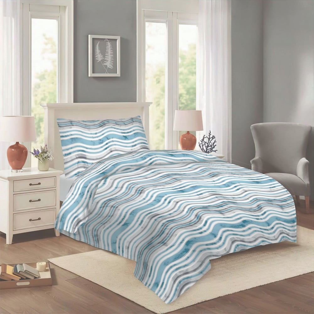 Niebieska bawełniana pościel jednoosobowa 140x200 cm Jasana – Cotton House