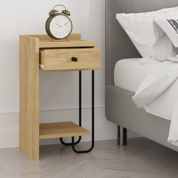 Szafka nocna w dekorze dębu z półką Mercure – Marckeric-image-4