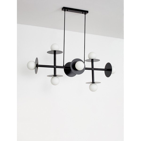 Biała/czarna metalowa lampa wisząca ze szklanym kloszem Pielo – Nova Luce-image-3