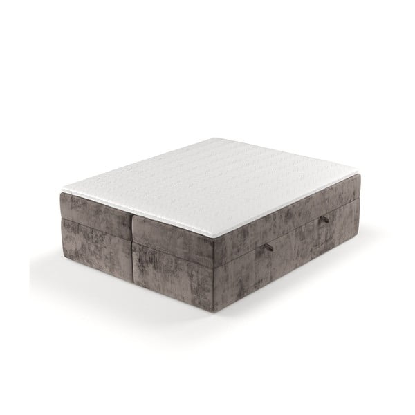 Brązowe łóżko boxspring ze schowkiem 180x200 cm Yoko – Maison de Rêve