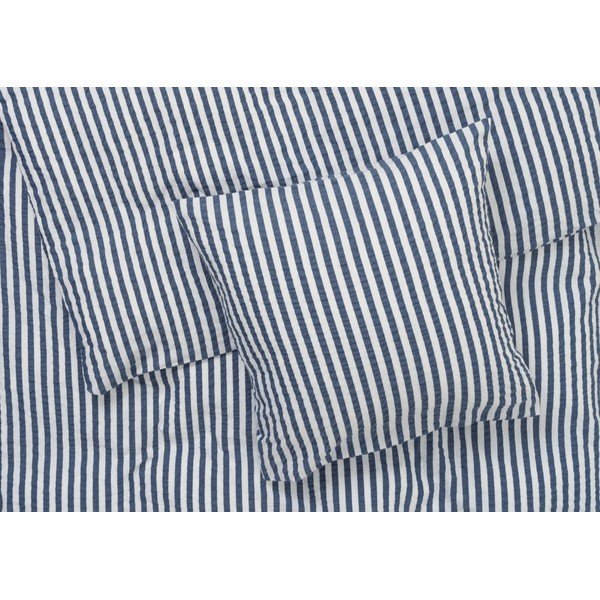 Biało-ciemnoniebieska pościel jednoosobowa z kory 140x220 cm Bæk&Bølge – JUNA-image-1
