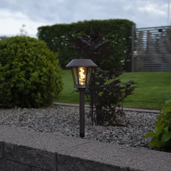 Brązowa solarna lampa ogrodowa LED Star Trading Fergus, wys. 35 cm
