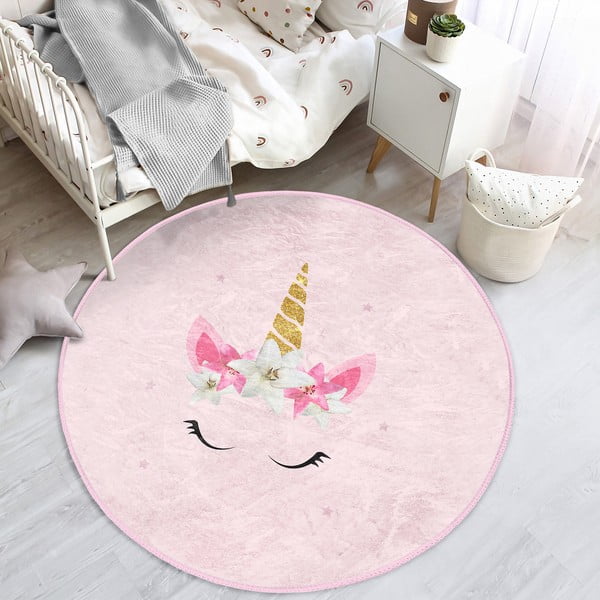 Różowy dywan dziecięcy ø 120 cm Comfort – Mila Home-image-4