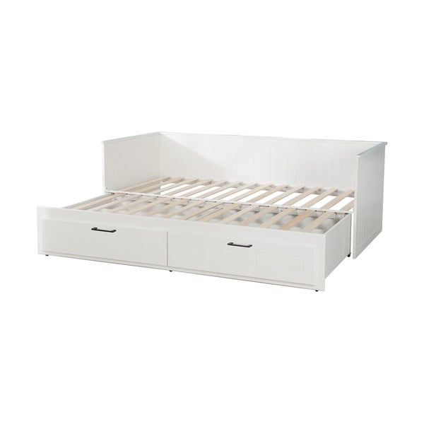 Białe łóżko dziecięce z wysuwanym łóżkiem i schowkiem 90/180x200 cm Sylt – Roba-image-2