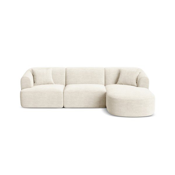 Beżowy sztruksowy narożnik (prawostronny/z szezlongiem) Campi – Cosmopolitan Design