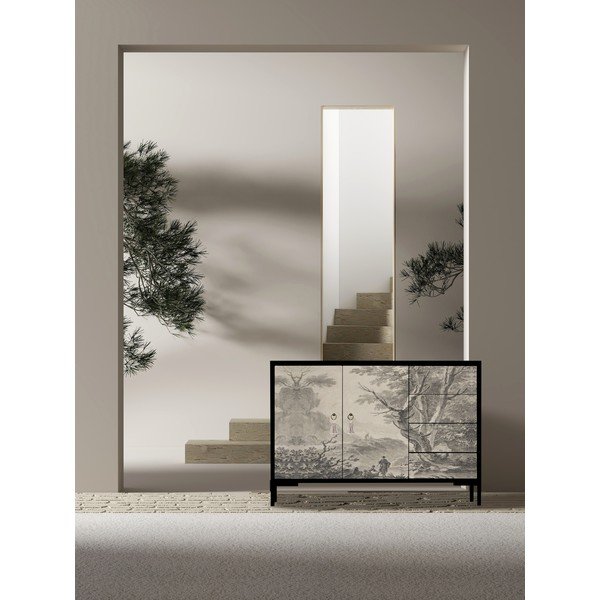 Czarno-beżowa niska komoda 113x84 cm Wilma – Really Nice Things-image-4