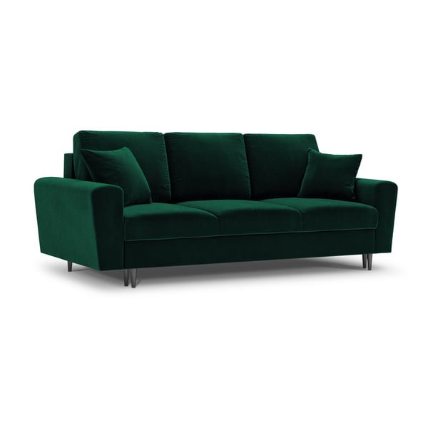 Zielona aksamitna rozkładana sofa ze schowkiem 235 cm Kyoto – Cosmopolitan Design-image-1