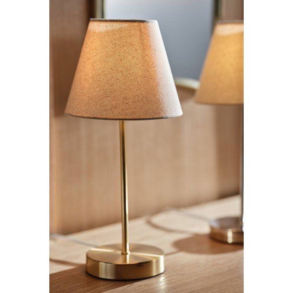Beżowa/w kolorze mosiądzu tekstylna lampa stołowa (wysokość 39 cm) Lasse – Jotex-image-1