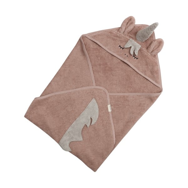 Różowy bawełniany ręcznik dziecięcy z kapturem 75x75 cm Unicorn – Kindsgut-image-3