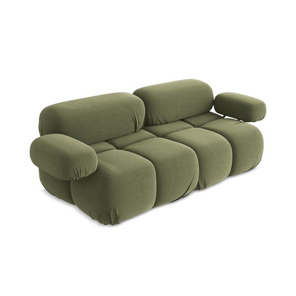 Jasnozielona aksamitna sofa modułowa 190 cm Lokua – Makamii-image-1