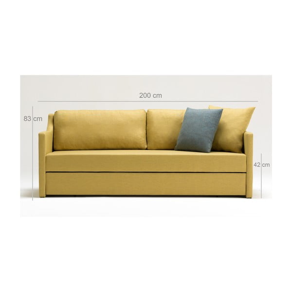 Żółtá 3-osobowa sofa rozkładana Balcab Home Doty-image-4