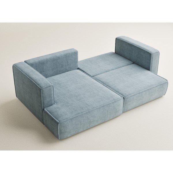 Jasnoniebieski rozkładany/ze schowkiem narożnik z tkaniny szenilowej (lewostronny/z szezlongiem) Velto – Maison de Rêve-image-3